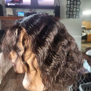 Natural Wave Human Hair Wig - Dark Brown